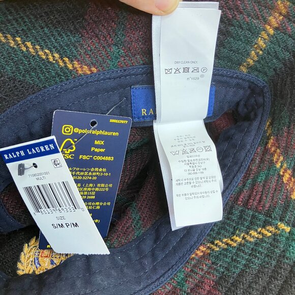Polo Ralph Lauren Plaid Bucket Hat with Embroidered Crest Alpaca Wool Blend - Picture 8 of 10